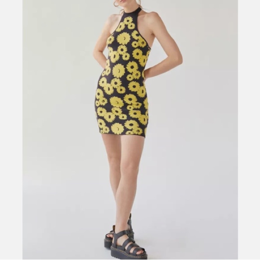 Urban Outfitters Knit Halter Neck Sunflower Dress